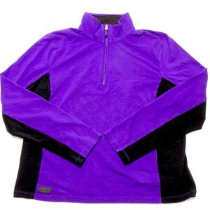 LRL Lauren Ralph‎ Lauren Women XL QuarterZip Pullover Royal Purple w/Black Trim